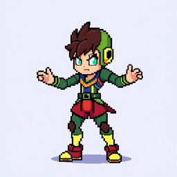 A humanoid character designed in pixel art style with a resolution of 32x32 pixels