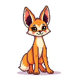 An anthropomorphic fennec fox depicted in an 8-bit pixel art style, featuring characteristic large ears and a small, playful face