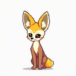 An anthropomorphic fennec fox depicted in an 8-bit pixel art style, featuring characteristic large ears and a small, playful face