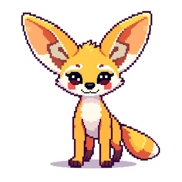 An anthropomorphic fennec fox depicted in an 8-bit pixel art style, featuring characteristic large ears and a small, playful face