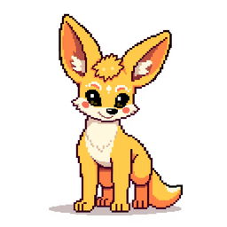 An anthropomorphic fennec fox represented in an 8-bit pixel art style, featuring distinctive large ears and a charming, playful expression