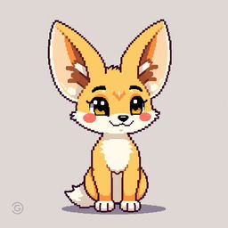 An anthropomorphic fennec fox represented in an 8-bit pixel art style, featuring distinctive large ears and a charming, playful expression