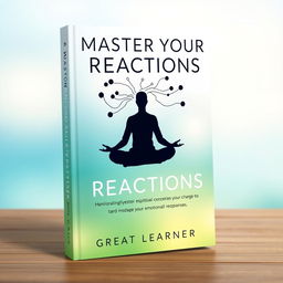 A striking book cover design for 'Master Your Reactions' by Great Learner, centered on the theme of emotional intelligence and self-control