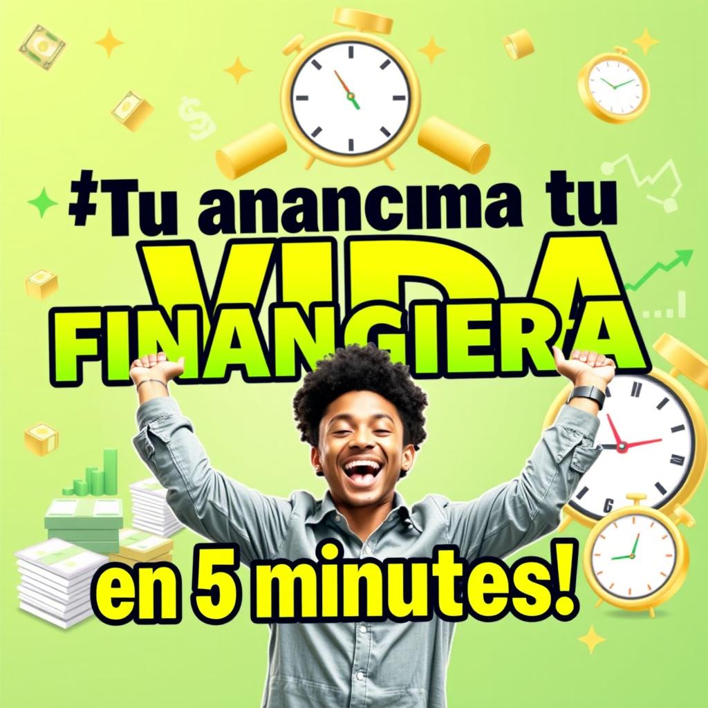 A captivating thumbnail featuring the text "¡Transforma tu VIDA FINANCIERA en 5 minutos!" in bold, eye-catching typography