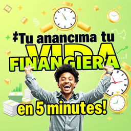 A captivating thumbnail featuring the text "¡Transforma tu VIDA FINANCIERA en 5 minutos!" in bold, eye-catching typography