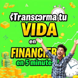 A captivating thumbnail featuring the text "¡Transforma tu VIDA FINANCIERA en 5 minutos!" in bold, eye-catching typography