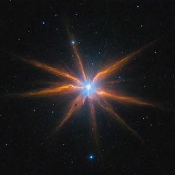 A stellar star, glowing with intense radiant light against the inky blackness of the cosmos