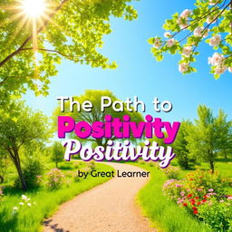 A bright and engaging book cover design featuring the title 'The Path to Positivity' prominently displayed in large, cheerful lettering at the center