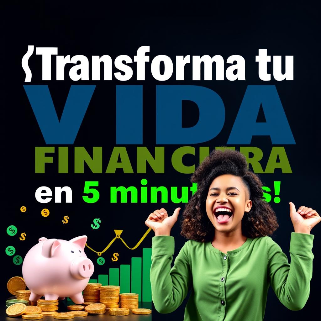 A compelling thumbnail featuring the text "¡Transforma tu VIDA FINANCIERA en 5 minutos!" in large, striking typography that stands out