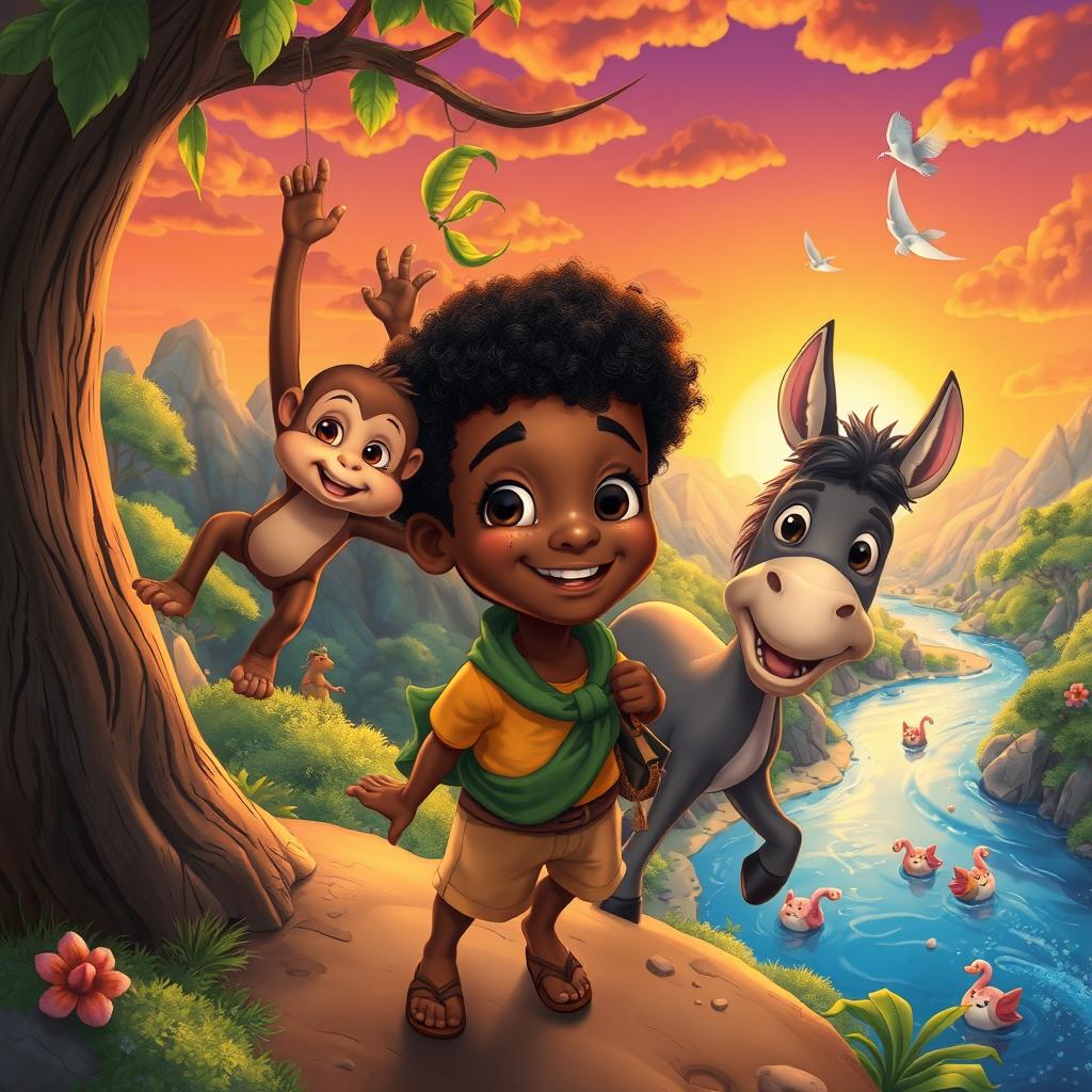 A captivating scene from the animated adventure 'Adeyinka's Dreaming Journey' by author Mobolaji Subair