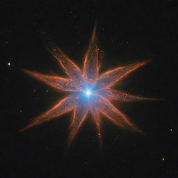 A stellar star, glowing with intense radiant light against the inky blackness of the cosmos