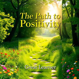 A vibrant and uplifting book cover design for the title 'The Path to Positivity' by Great Learner