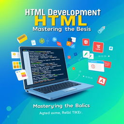 A highly detailed and visually engaging book cover for a guide on HTML development