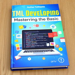 A highly detailed and visually engaging book cover for a guide on HTML development