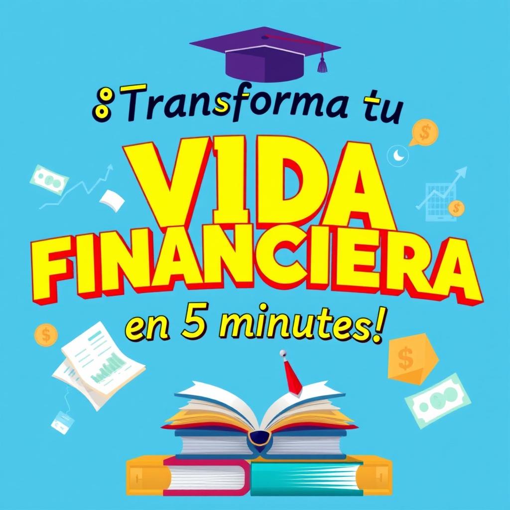 A captivating thumbnail design featuring bold and dynamic text that says "¡Transforma tu VIDA FINANCIERA en 5 minutos!" in Spanish