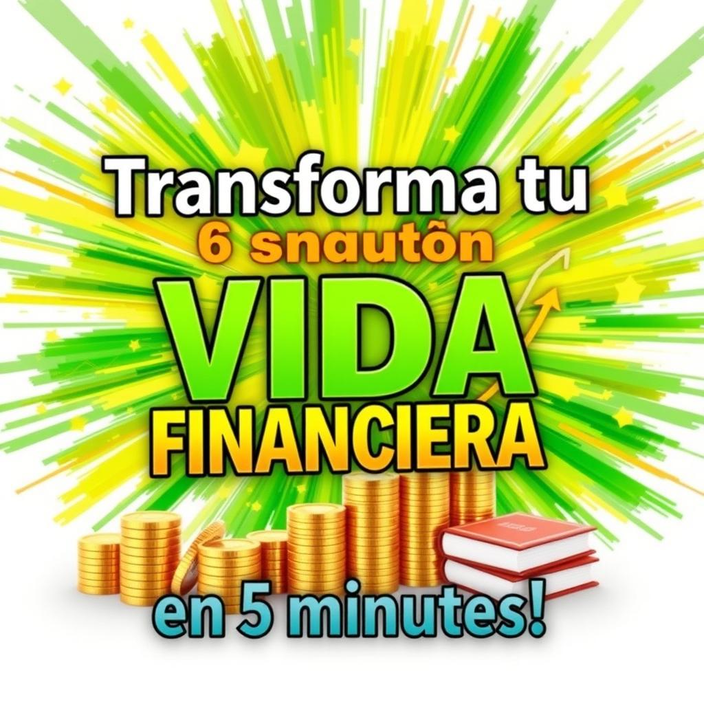 A dynamic and eye-catching thumbnail design that communicates the idea of transforming financial life in just 5 minutes