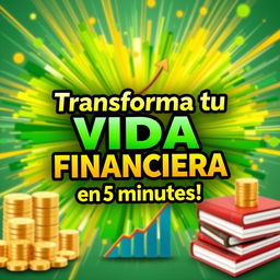 A dynamic and eye-catching thumbnail design that communicates the idea of transforming financial life in just 5 minutes