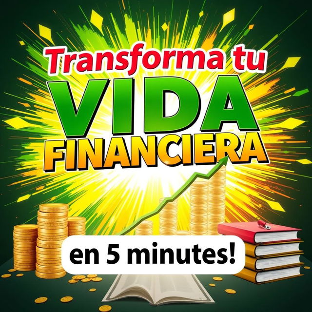 A dynamic and eye-catching thumbnail design that communicates the idea of transforming financial life in just 5 minutes