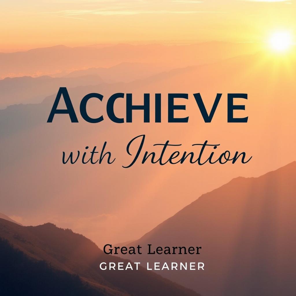 A compelling book cover design for 'Achieve with Intention' by Great Learner