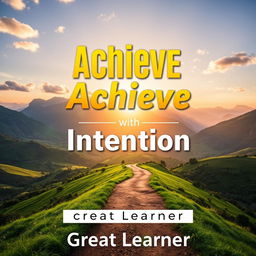 A visually striking book cover design for 'Achieve with Intention' by Great Learner