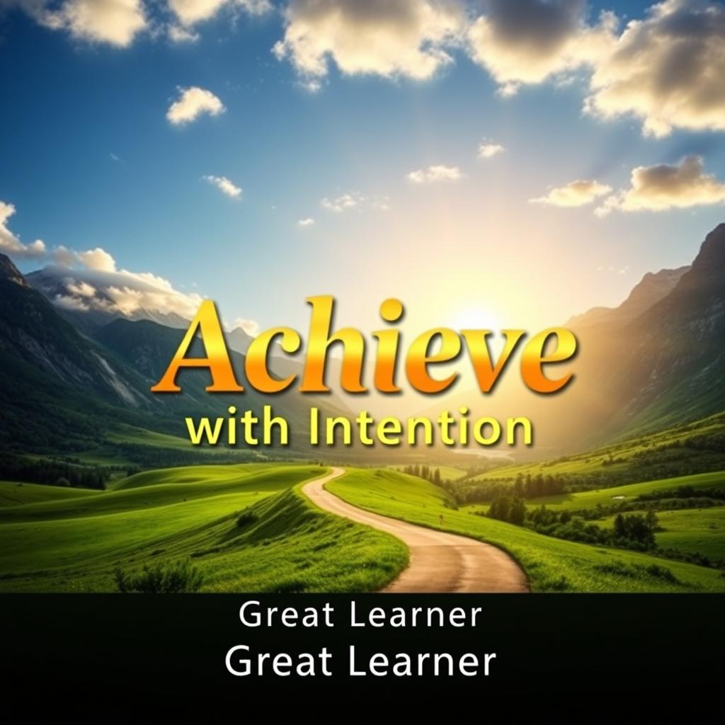 A visually striking book cover design for 'Achieve with Intention' by Great Learner