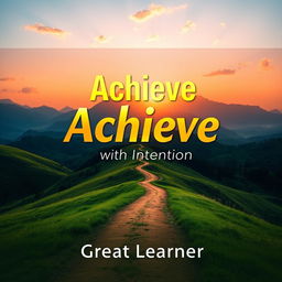 A visually striking book cover design for 'Achieve with Intention' by Great Learner