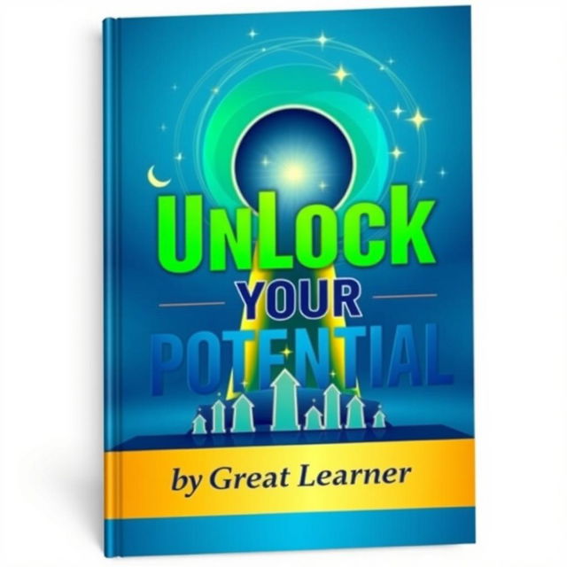 An engaging book cover design for 'Unlock Your Potential' by Great Learner