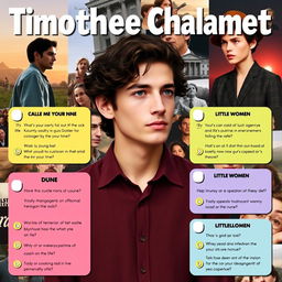 A quiz poster featuring Timothee Chalamet, designed in an engaging and colorful style