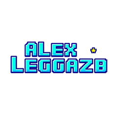 A pixel art logo design featuring the name 'Alex Legaza'