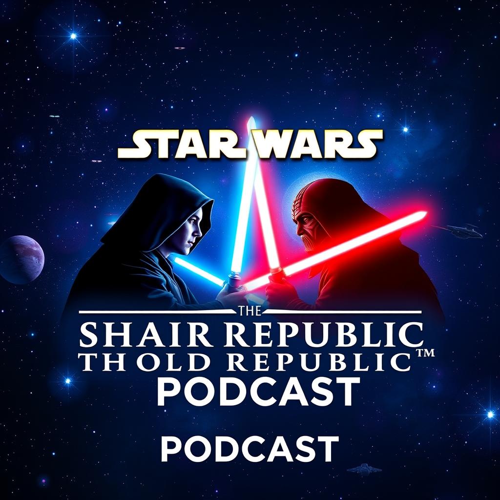 An eye-catching YouTube thumbnail for a podcast titled 'STAR WARS The Old Republic'