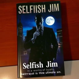 A captivating book cover for 'Selfish Jim', a novel about the mafia