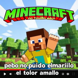 A vibrant and colorful YouTube thumbnail for a video titled "Minecraft pero no puedo tocar el color amarillo"