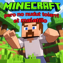 A vibrant and colorful YouTube thumbnail for a video titled "Minecraft pero no puedo tocar el color amarillo"