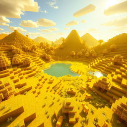 A vibrant Minecraft world where everything is a shade of yellow