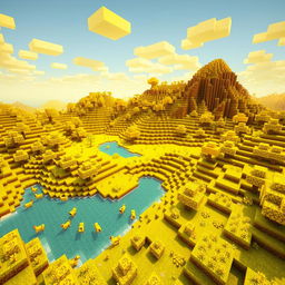 A vibrant Minecraft world where everything is a shade of yellow