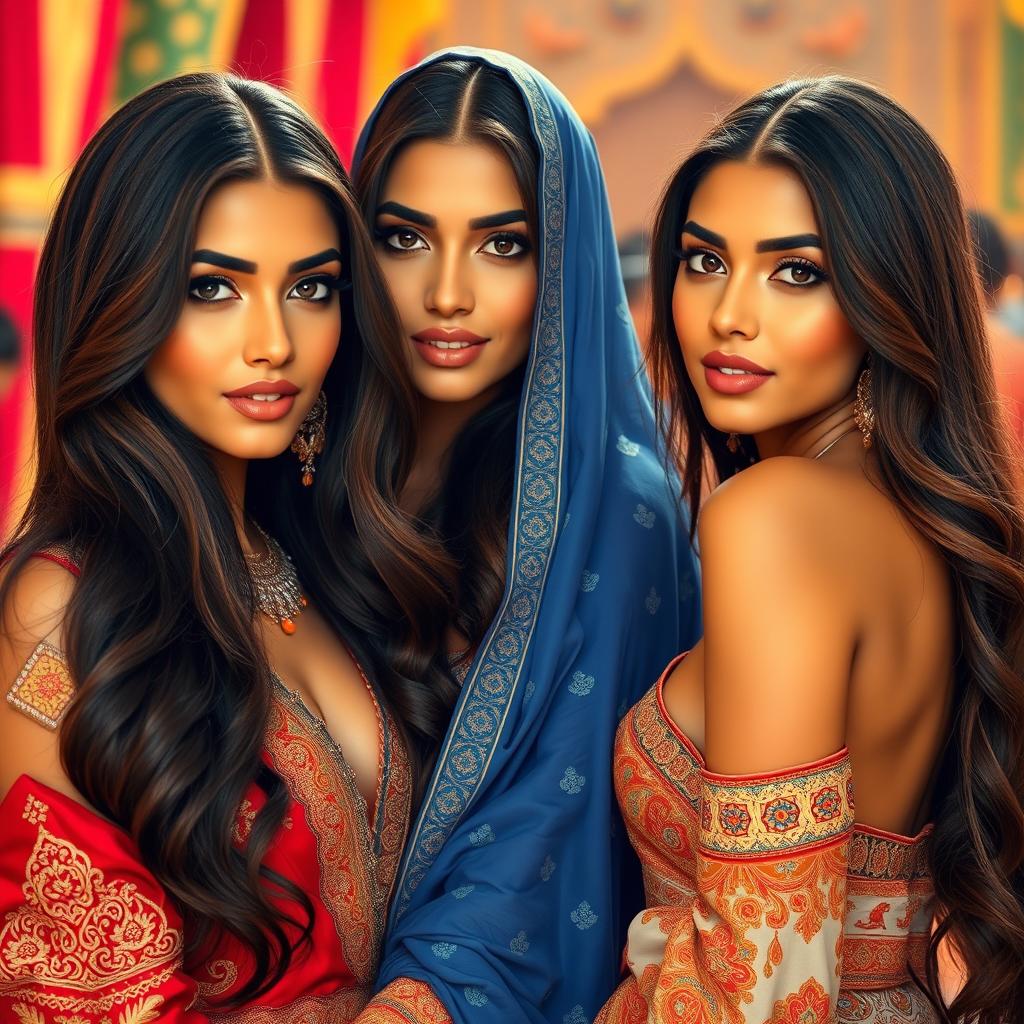 A stunning portrait of beautiful Arabian women, showcasing their striking features and captivating charm