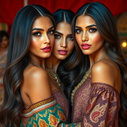 A stunning portrait of beautiful Arabian women, showcasing their striking features and captivating charm