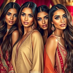 A stunning portrait of beautiful Arabian women, showcasing their striking features and captivating charm