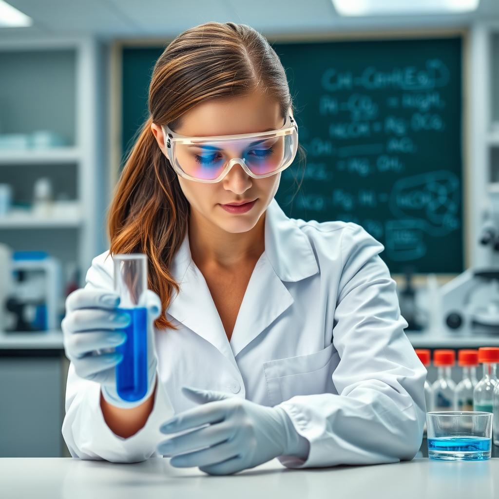 A focused female scientist named Jessica Edwards, in a modern laboratory environment