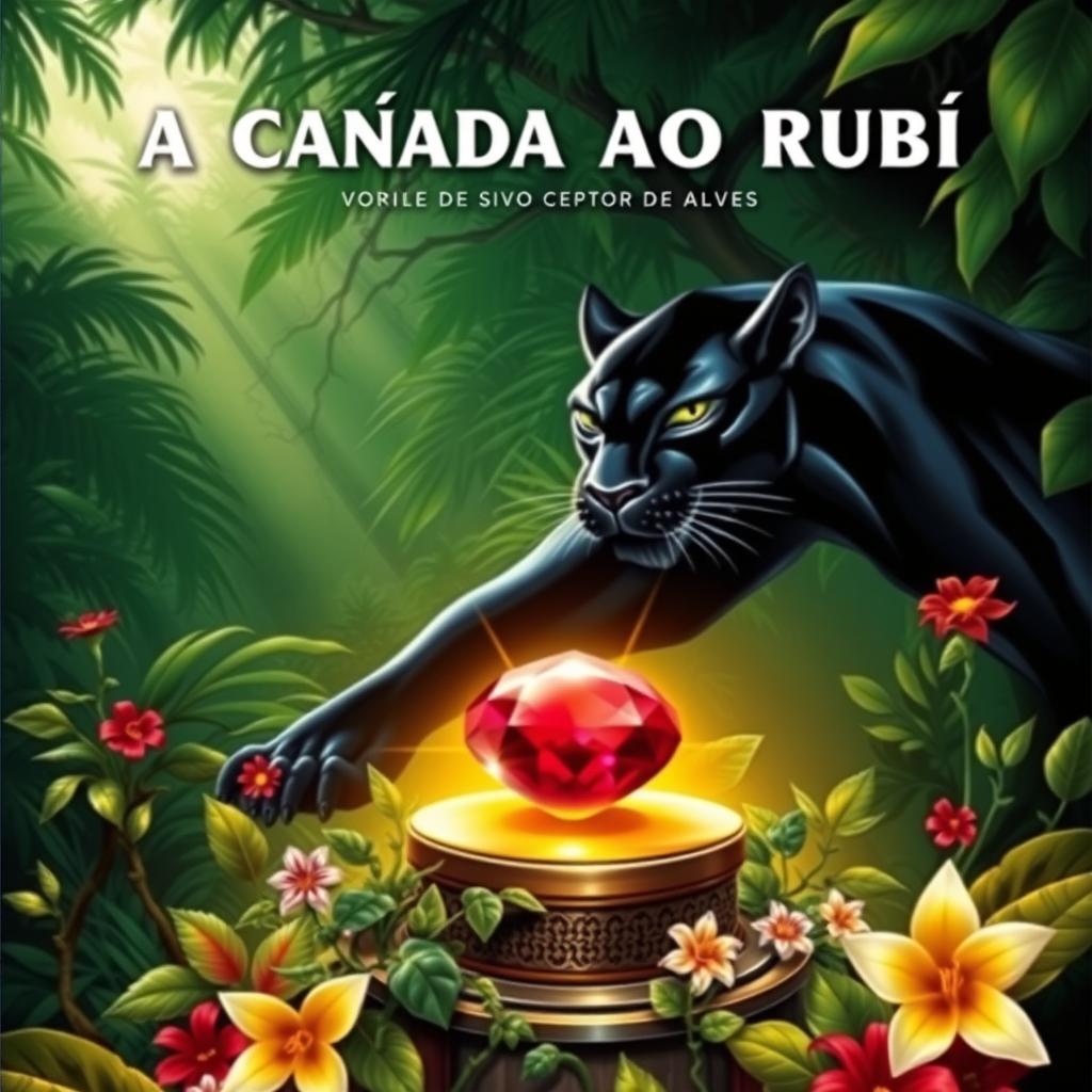 A book cover featuring the title 'A CAÇADA AO RUBI' prominently at the top