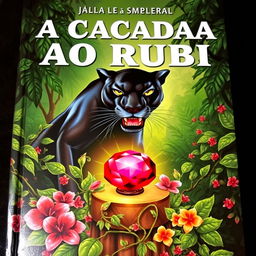 A book cover featuring the title 'A CAÇADA AO RUBI' prominently at the top