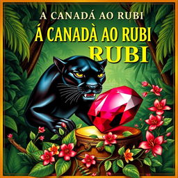 A book cover featuring the title 'A CAÇADA AO RUBI' prominently at the top