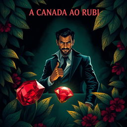 A book cover featuring the title 'A CAÇADA AO RUBI' prominently at the top