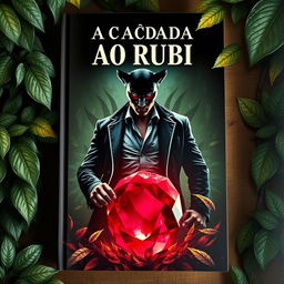 A book cover featuring the title 'A CAÇADA AO RUBI' prominently at the top