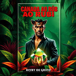 A book cover with the title 'A CAÇADA AO RUBI' prominently displayed at the top