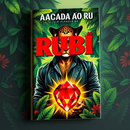 A book cover with the title 'A CAÇADA AO RUBI' prominently displayed at the top