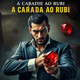 An image featuring the title 'A CAÇADA AO RUBI' prominently displayed at the top