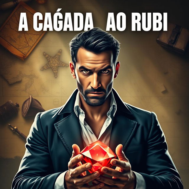 An image featuring the title 'A CAÇADA AO RUBI' prominently displayed at the top