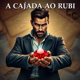 An image featuring the title 'A CAÇADA AO RUBI' prominently displayed at the top