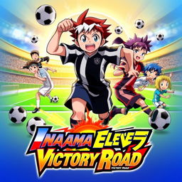 A vibrant and dynamic thumbnail for the anime game 'Inazuma Eleven: Victory Road'